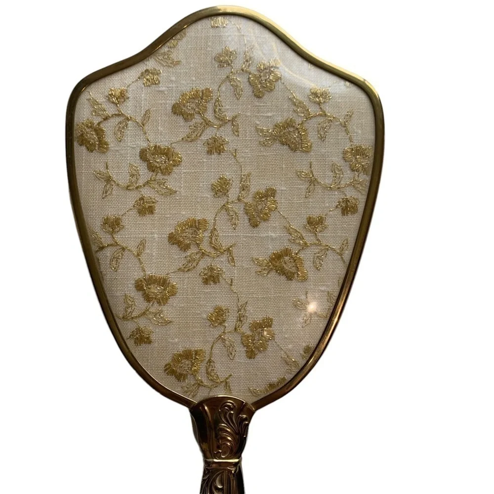 Vintage Gold tone Vanity Mirror Brush Comb Three Piece Set